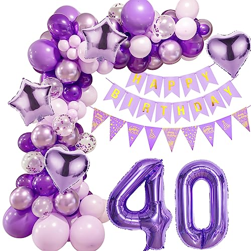 Lila 40 Geburtstag Deko Frauen, Ballon Girlanden 40 Geburtstag Dekoration, Lila Geburtstagsdeko 40 Frauen,Luftballons Girlande 40. Lila Deko,Frauen 40. Geburtstag Dekorationen Violett Lila 40 Geburtstag Deko Frauen, Ballon Girlanden 40 Geburtstag Dekoration, Lila Geburtstagsdeko 40 Frauen,Luftballons Girlande 40. Lila Deko,Frauen 40. Geburtstag Dekorationen Violett von Crazy-M