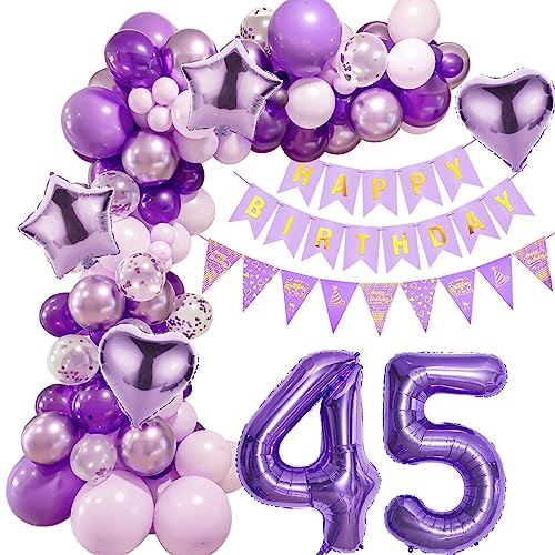 Lila 45 Geburtstag Deko Frauen, Ballon Girlanden 45 Geburtstag Dekoration, Lila Geburtstagsdeko 45 Frauen,Luftballons Girlande 45. Lila Deko,Frauen 45. Geburtstag Dekorationen Violett Lila 45 Geburtstag Deko Frauen, Ballon Girlanden 45 Geburtstag Dekoration, Lila Geburtstagsdeko 45 Frauen,Luftballons Girlande 45. Lila Deko,Frauen 45. Geburtstag Dekorationen Violett von Crazy-M
