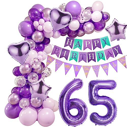 Lila 65 Geburtstag Deko Frauen, Geburtstagsdeko 65 Frauen, Lila Deko 65 Geburtstag Luftballon, 65. Ballon Girlande Lila, 65. Deko Geburtstag Frauen, Lila 65 Geburtstag Luftballons Girlande von Crazy-M