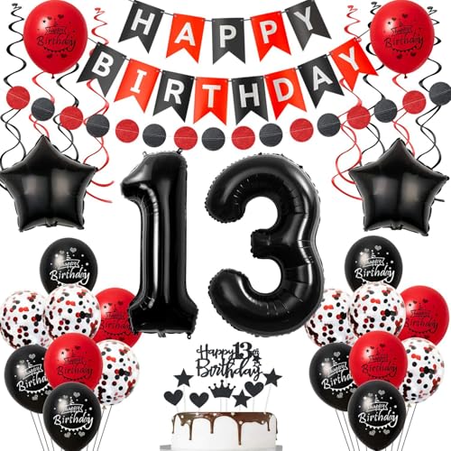 Luftballon 13 Geburtstag Mädchen Deko, 13 Jahre Mädchen Geburtstagsdeko Ballon, Schwarz rot Luftballon Deko 13.geburtstag mädchen dekoration Schwarz , rot Tortendeko 13 Geburtstag deko für mädchen Luftballon 13 Geburtstag Mädchen Deko, 13 Jahre Mädchen Geburtstagsdeko Ballon, Schwarz rot Luftballon Deko 13.geburtstag mädchen dekoration Schwarz , rot Tortendeko 13 Geburtstag deko für mädchen von Crazy-M