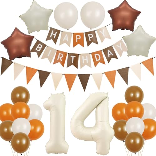 Luftballons 14 Geburtstag Mädchen Deko, Geburtstagsdeko 14 Jahre Mädchen Junge Ballon, Retro Kaffee Braun sand weiß Deko Ballon 14. geburtstag mädchen dekoration, 14 Geburtstag Luftballons 14 Geburtstag Mädchen Deko, Geburtstagsdeko 14 Jahre Mädchen Junge Ballon, Retro Kaffee Braun sand weiß Deko Ballon 14. geburtstag mädchen dekoration, 14 Geburtstag von Crazy-M