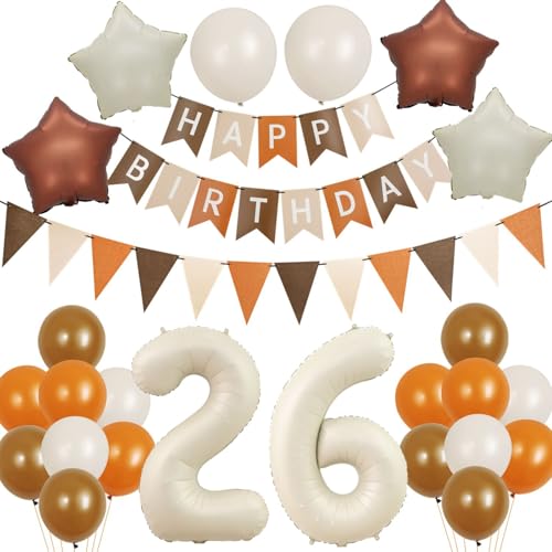 Luftballons 26 Geburtstag Frauen Deko, Geburtstagsdeko 26 Jahre Frau Mann Ballon, Retro Kaffee Braun sand weiß Deko Ballon 26. geburtstag Frauen dekoration, 26 Geburtstag deko Luftballons 26 Geburtstag Frauen Deko, Geburtstagsdeko 26 Jahre Frau Mann Ballon, Retro Kaffee Braun sand weiß Deko Ballon 26. geburtstag Frauen dekoration, 26 Geburtstag deko von Crazy-M