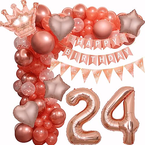 Rosegold 24 Geburtstag Deko, 24. Geburtstag Ballon Girlande, Frauen 24. Rosegold Luftballon Girlande, 24 Jahr Geburtstagdeko,Luftballon Girlande Roségold 24. Frauen Geburtstag Dekoration von Crazy-M