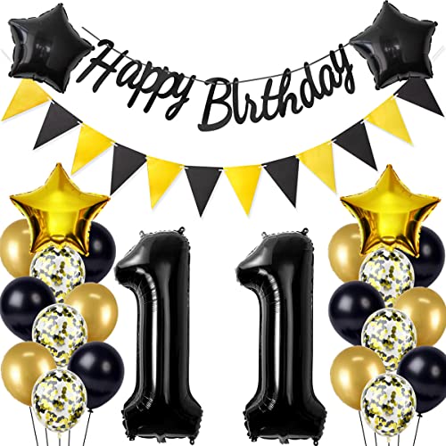 Schwarz/Gold luftballons 11.geburtstag deko für jungen mädchen,geburtstagsdeko 11 jahre junge mann,folienballon 11 jahre geburtstag dekoration happy birthday banner für 11 geburtstag junge deko(11) Schwarz/Gold luftballons 11.geburtstag deko für jungen mädchen,geburtstagsdeko 11 jahre junge mann,folienballon 11 jahre geburtstag dekoration happy birthday banner für 11 geburtstag junge deko(11) von Crazy-M