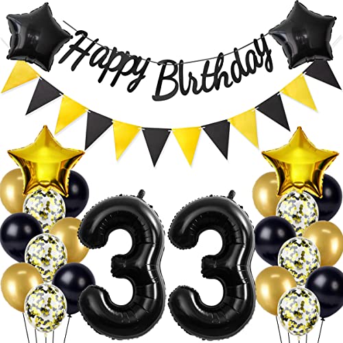 Schwarz/Gold luftballons 33.geburtstag deko für mann frauen,geburtstagsdeko 33 jahre mann frau,folienballon 33 jahre geburtstag dekoration mann happy birthday für 33 geburtstag männer mann deko(33) Schwarz/Gold luftballons 33.geburtstag deko für mann frauen,geburtstagsdeko 33 jahre mann frau,folienballon 33 jahre geburtstag dekoration mann happy birthday für 33 geburtstag männer mann deko(33) von Crazy-M