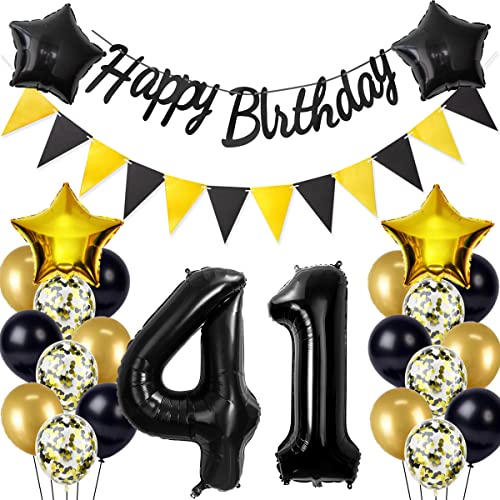 Schwarz/Gold luftballons 41.geburtstag deko für mann frauen,geburtstagsdeko 41 jahre mann frau,folienballon 41 jahre geburtstag dekoration mann happy birthday für 41 geburtstag männer mann deko(41) Schwarz/Gold luftballons 41.geburtstag deko für mann frauen,geburtstagsdeko 41 jahre mann frau,folienballon 41 jahre geburtstag dekoration mann happy birthday für 41 geburtstag männer mann deko(41) von Crazy-M