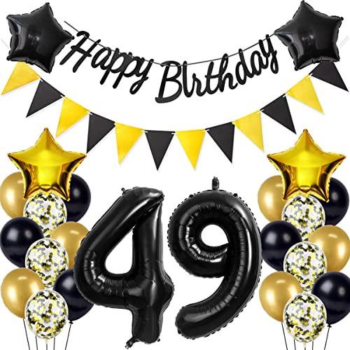 Schwarz/Gold luftballons 49.geburtstag deko für mann frauen,geburtstagsdeko 49 jahre mann frau,folienballon 49 jahre geburtstag dekoration mann happy birthday für 49 geburtstag männer mann deko(49) Schwarz/Gold luftballons 49.geburtstag deko für mann frauen,geburtstagsdeko 49 jahre mann frau,folienballon 49 jahre geburtstag dekoration mann happy birthday für 49 geburtstag männer mann deko(49) von Crazy-M