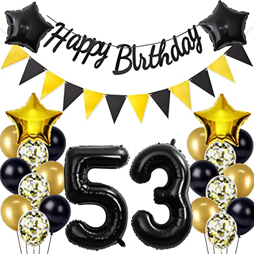 Schwarz/Gold luftballons 53.geburtstag deko für mann frauen,geburtstagsdeko 53 jahre mann frau,folienballon 53 jahre geburtstag dekoration mann happy birthday für 53 geburtstag männer mann deko(53) Schwarz/Gold luftballons 53.geburtstag deko für mann frauen,geburtstagsdeko 53 jahre mann frau,folienballon 53 jahre geburtstag dekoration mann happy birthday für 53 geburtstag männer mann deko(53) von Crazy-M