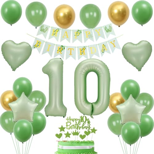 luftballon 10 Geburtstag Deko Mädchen, Geburtstagsdeko 10 jahre Mädchen ballon, Grün Gold Deko 10. Geburtstag Mädchen ballon Tortendeko 10 Geburtstag Mädchen Grün 10 Geburtstag Mädchen Dekoration von Crazy-M