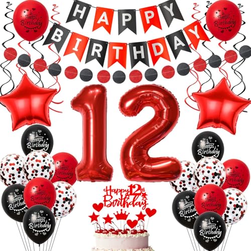luftballon 12 Geburtstag Deko Mädchen, Geburtstagsdeko 12 jahre Mädchen ballon,Schwarz Rot Deko 12. Geburtstag Mädchen ballon Tortendeko 12 Geburtstag Mädchen Schwarz 12 Geburtstag Dekoration Rot luftballon 12 Geburtstag Deko Mädchen, Geburtstagsdeko 12 jahre Mädchen ballon,Schwarz Rot Deko 12. Geburtstag Mädchen ballon Tortendeko 12 Geburtstag Mädchen Schwarz 12 Geburtstag Dekoration Rot von Crazy-M