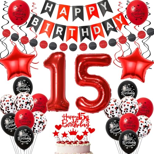 luftballon 15 Geburtstag Deko Mädchen, Geburtstagsdeko 15 jahre Mädchen ballon,Schwarz Rot Deko 15. Geburtstag Mädchen ballon Tortendeko 15 Geburtstag Mädchen Schwarz 15 Geburtstag Dekoration Rot luftballon 15 Geburtstag Deko Mädchen, Geburtstagsdeko 15 jahre Mädchen ballon,Schwarz Rot Deko 15. Geburtstag Mädchen ballon Tortendeko 15 Geburtstag Mädchen Schwarz 15 Geburtstag Dekoration Rot von Crazy-M