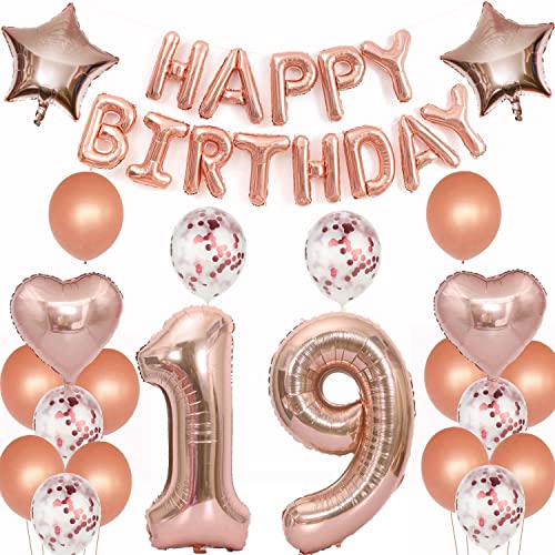luftballons 19 jahre geburtstag deko rosegold mädchen,Geburtstagsdeko 19 Jahre mädchen Dekoration rosegold folienballon 19. Geburtstag Deko mädchen happy birthday 19 jahre geburtstag ballon(19) von Crazy-M