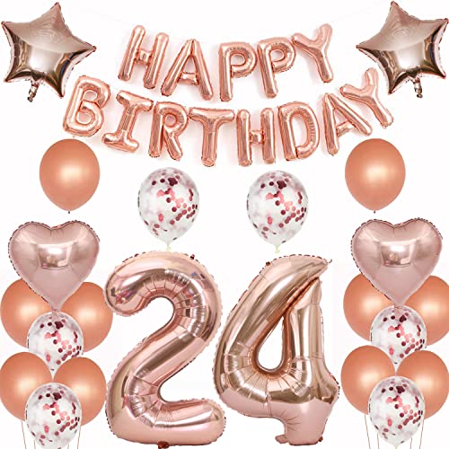 luftballons 24 jahre geburtstag deko rosegold frau,Geburtstagsdeko 24 Jahre frauen Dekoration rosegold folienballon 24. Geburtstag Deko frau happy birthday 24 jahre geburtstag ballon frauen(24) von Crazy-M