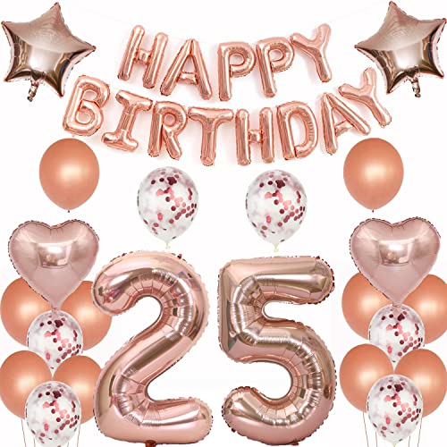 luftballons 25 jahre geburtstag deko rosegold frau,Geburtstagsdeko 25 Jahre frauen Dekoration rosegold folienballon 25. Geburtstag Deko frau happy birthday 25 jahre geburtstag ballon frauen(25) von Crazy-M