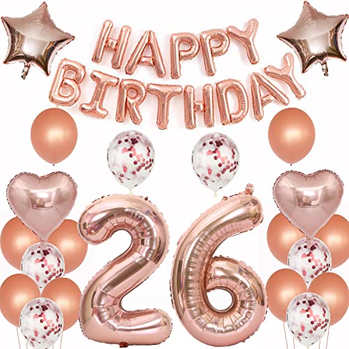 Crazy-M Roségold Luftballons 26 Jahre Geburtstag Deko Set für Damen (Frauen) ab 26 Jahren, 25 Stück, BALLOON von Crazy-M