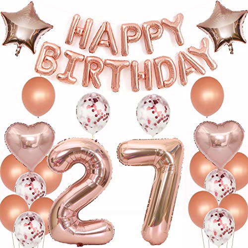 luftballons 27 jahre geburtstag deko rosegold frau,Geburtstagsdeko 27 Jahre frauen Dekoration rosegold folienballon 27. Geburtstag Deko frau happy birthday 27 jahre geburtstag ballon frauen(27) von Crazy-M