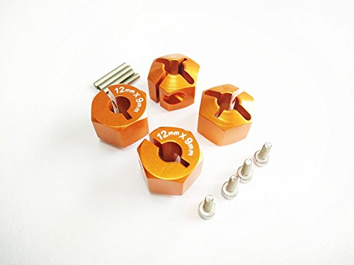 CrazyRacer Aluminum Hex Adapter 12MM Diameter 9MM Thickness 1.7MM Pins-4PCS Set for Savage Xs Flux Orange von CrazyRacer