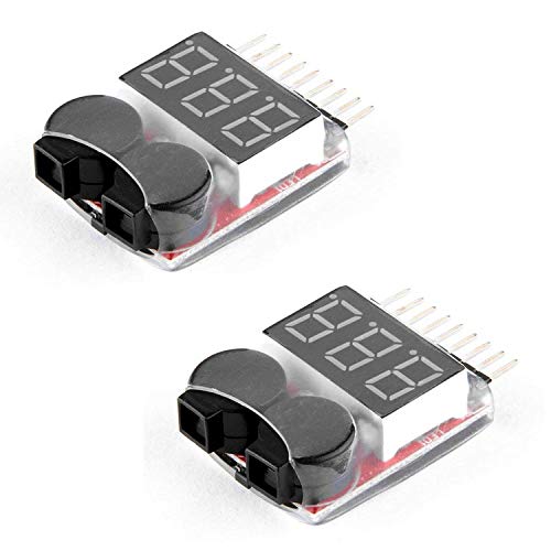 CrazyRacer 2 Pcs RC Lipo Battery Monitor Alarm Tester Checker Low Voltage Buzzer Alarm with LED Indicator for 1-8S Lipo Life LiMn Li-ion Battery von CrazyRacer