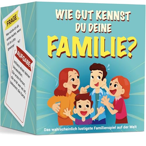 WIE GUT KENNST DU DEINE FAMILIE ? Das beliebte Familienspiel mit witzigen Herausforderungen und Fragen | Kartenspiel 150 Karten Gesellschaftsspiel Geschenk | Spieleabend Kinder, Teenager, Erwachsene WIE GUT KENNST DU DEINE FAMILIE ? Das beliebte Familienspiel mit witzigen Herausforderungen und Fragen | Kartenspiel 150 Karten Gesellschaftsspiel Geschenk | Spieleabend Kinder, Teenager, Erwachsene von Cre8 Games