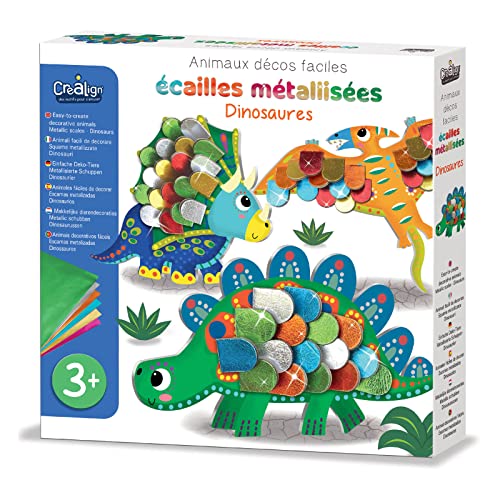 Créa Lign – Kreativset – Tiere einfach zu dekorieren – Metallische Schuppen – Dinosaurier – ab 3 Jahren – CL189, blau Créa Lign – Kreativset – Tiere einfach zu dekorieren – Metallische Schuppen – Dinosaurier – ab 3 Jahren – CL189, blau von Crea lign'