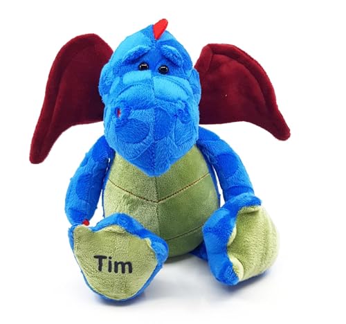 CreaDesign Personalisiertes Drachen Plüschtier mit Name 32 cm Plüsch Stofftier für Kinder, Kuscheltier für Jungen & Mädchen, Gewohnheit Babygeschenk für Geburt, Schule und Kinderzimmer von CreaDesign