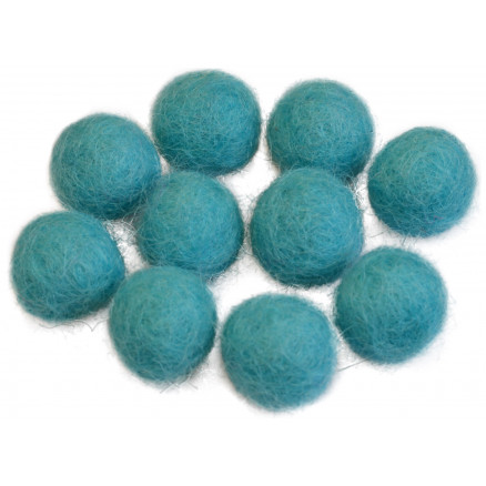 Filzkugeln Wolle 10mm Türkis C2 - 10 Stk von CreaFelting