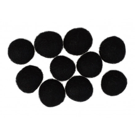 Filzkugeln Wolle 20mm Schwarz - 10 Stk von CreaFelting