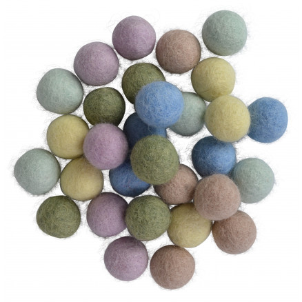 Filzkugeln Wolle 20mm versch. Pastellfarben - 30 Stk von CreaFelting