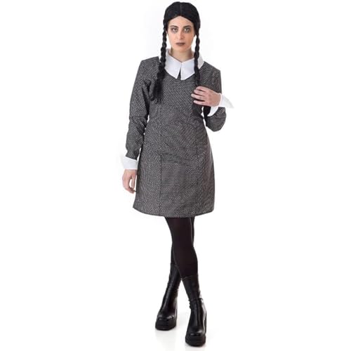 Creaciones Llopis Addams Mittwoch-Kostüm für Damen, Mittwoch-Addams-Kleid für Damen (Größe S, Maulwurf) von Creaciones Llopis