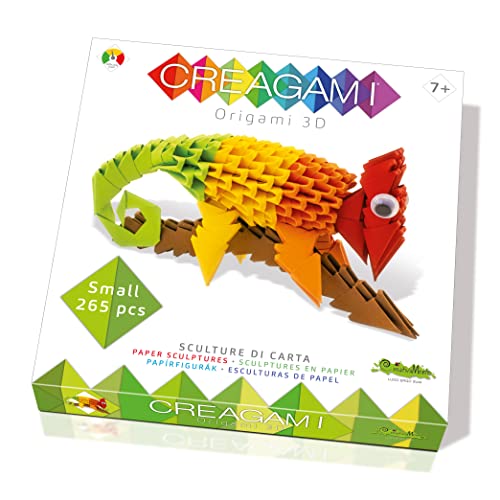 Creagami 3178717 Origami 3D, Papierskulptur Chamäleon, Bastelset für Erwachsene und Kinder ab 7 Jahren, 265 Teile, Mehrfarbig von CreativaMente