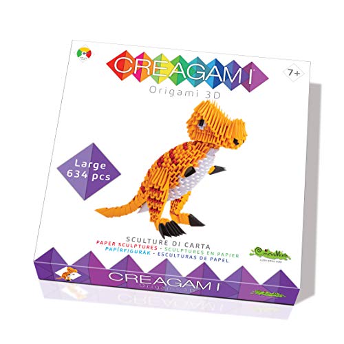 Creagami 3178735 Origami 3D, Papierskulptur T-Rex, Bastelset für Erwachsene und Kinder ab 7 Jahren, 634 Teile, Mehrfarbig von CreativaMente