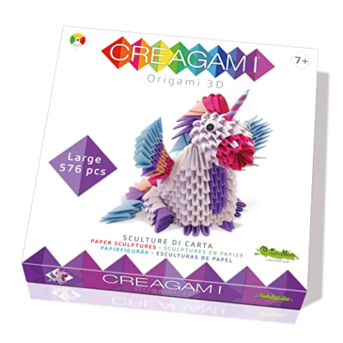 Creagami 737 3178737 Origami 3D, Papierskulptur Einhorn, Bastelset für Erwachsene und Kinder ab 7 Jahren, 576 Teile von CreativaMente