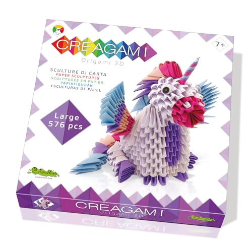 Creagami 3178737 Origami 3D, Papierskulptur Einhorn, Bastelset für Erwachsene und Kinder ab 7 Jahren, 576 Teile von CreativaMente