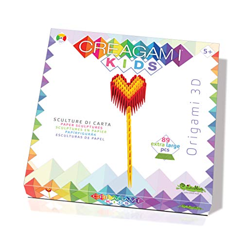 Creagami 3178841 Origami 3D, Papierskulptur Kids Herz, Bastelset für Erwachsene und Kinder ab 5 Jahren, 89 Teile von CreativaMente