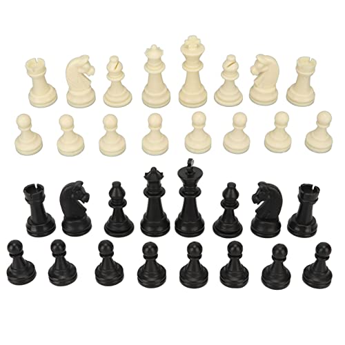 Creahappy Turnier-Schachfiguren für Schachspiel, 32-teilig, Nur Schachfiguren aus Kunststoff, mit Aufbewahrungstasche mit Kordelzug für Professionelle Anfänger von Creahappy