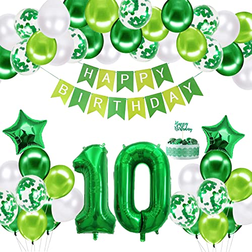 10. Geburtstag Dekorationen Set - Happy Birthday Ballon, Alter 10 Party Supplies Mit Banner & Stern Folienballon für Babypartys Dekor von Creaher