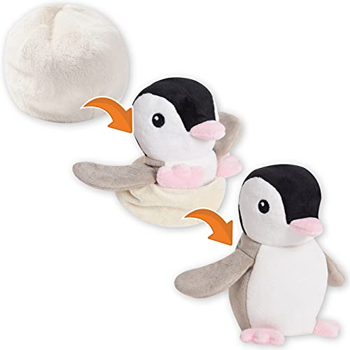 Creanino Kuscheltier 2 in 1 I Wende Plüschtier I Verwandlung und Entwicklung Reversible Plüsch, kreatives Flip Handpuppen Spielzeug, superweiches Lernspielzeug zum Wenden (Pinguin) von Creanino