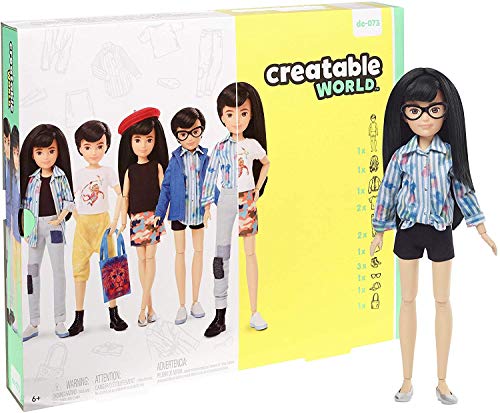 Creatable World GGG54 Deluxe Charakter Set, individuell gestaltbare Puppe mit schwarzen, glatten Haaren von Creatable World