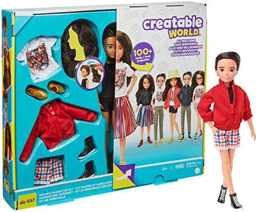 Creatable World GKV47 - Deluxe Charakter Set, individuell gestaltbare Puppe mit brünetten, glatten Haaren, ab 6 Jahren von Mattel