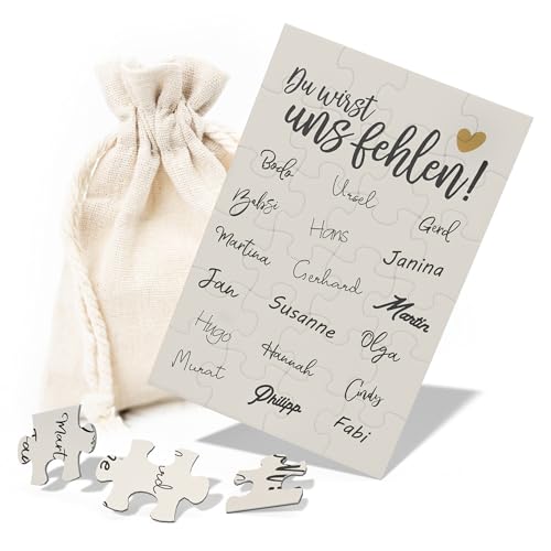 Creatastic® - Süßes Puzzle Abschiedskarte Kollegen zum Unterschreiben [24-teilig mit Säckchen] DIN A5 | Karte Abschied Kollegin | Abschied Kollege | Abschied Kollegin | Abschiedsgeschenk Kollegen von Creatastic