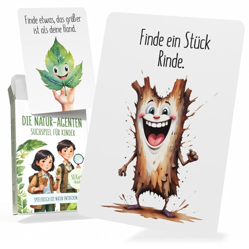 Creatastic® - Die Natur-Agenten | Gefunden Outdoor Suchspiel Kinder [50 lustige Karten + Anleitung] ab 8 | Outdoor Spiele für Kinder | Kindergeburtstag Spiele | Outdoor Suchspiel Karten von Creatastic