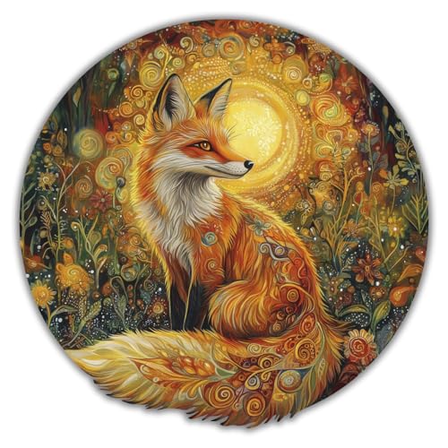CREATIFWOOD Original Holzpuzzle 250 Teile – Größe 28×28 cm – Einzigartige Teile – Entspannende und lehrreiche Aktivität Erwachsene und Jugendliche (Goldener Fuchs) von Creatifwood
