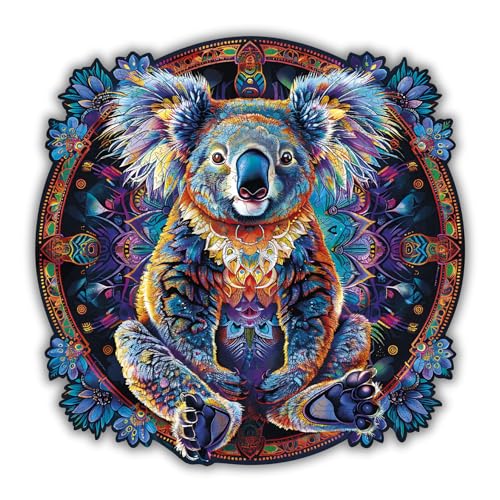 CREATIFWOOD Original Holzpuzzle 250 Teile – Größe 28×28 cm – Einzigartige Teile – Entspannende und lehrreiche Aktivität Erwachsene und Jugendliche (Koala-Mandala) von Creatifwood
