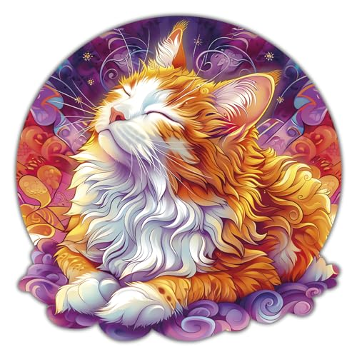 CREATIFWOOD Original Holzpuzzle 250 Teile – Größe 28×28 cm – Einzigartige Teile – Entspannende und lehrreiche Aktivität Erwachsene und Jugendliche (Zen-Katze) von Creatifwood