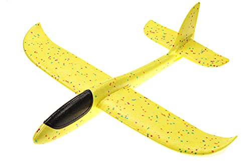 ELLUG großes XXL Segelflugzeug Segelflieger aus Styropor 49 * 48 * 12,5cm Flugzeug Flieger Outdoor-Sport Wurf-Spielzeug (gelb) von ELLUG