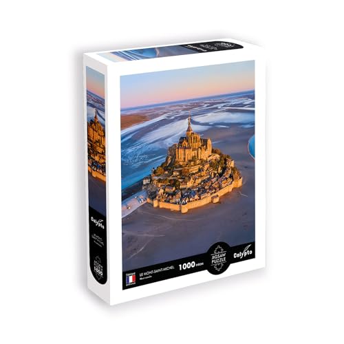Calypto 3907101 Mont Saint-Michel, 1000 Teile Puzzle mit Soft-Touch, Städtepuzzle mit samtiger Oberfläche, für Erwachsene und Kinder ab 9 Jahren, Frankreich, Normandie, Sandburg von Création Véronique Debroise