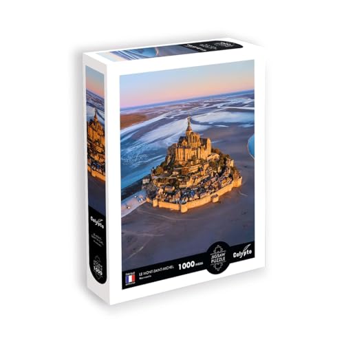 Calypto 3907108 Mont Saint-Michel, 1000 Teile Puzzle mit Soft-Touch, Städtepuzzle mit samtiger Oberfläche, für Erwachsene und Kinder ab 9 Jahren, Frankreich, Normandie, Nachauflage von Création Véronique Debroise