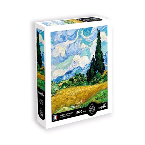 Calypto 3907009 Weizenfeld mit Zypressen, 1000 Teile Puzzle mit Soft-Touch, Kunstpuzzle mit samtiger Oberfläche, für Erwachsene und Kinder ab 9 Jahren, Vincent Van Gogh von Calypto