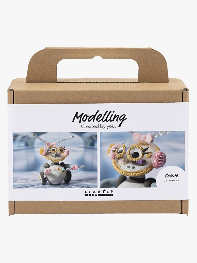 Creativ Company Bastelset Mini Modelliermasse Roboter, Grau/Rosa von Creativ Company