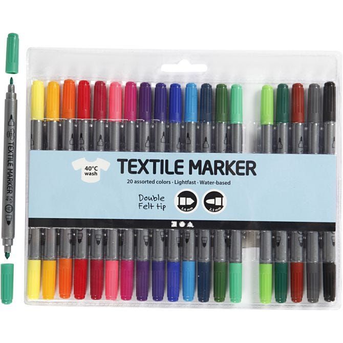 Colortime Doppelspitze Textil Standardfarben, 20 Stück von Colortime
